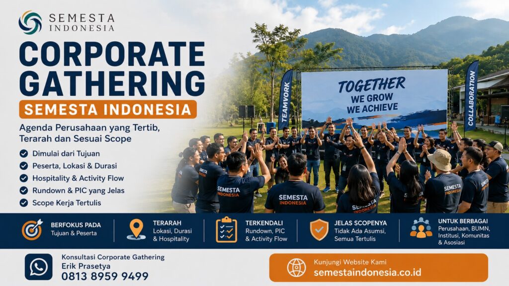 Corporate gathering Semesta Indonesia untuk agenda perusahaan yang tertib, terarah, dan sesuai scope