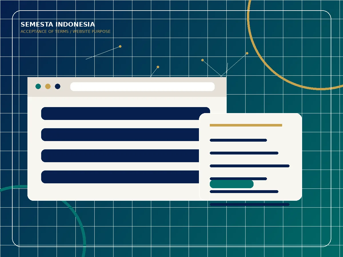 Profesional meninjau informasi website dan dokumen layanan Semesta Indonesia