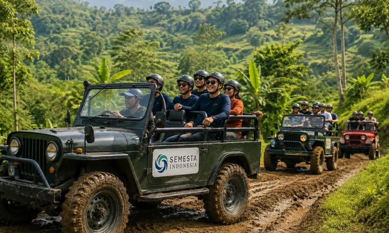 Kegiatan offroad Sentul untuk corporate outing bersama Semesta Indonesia dengan peserta menggunakan helm keselamatan.