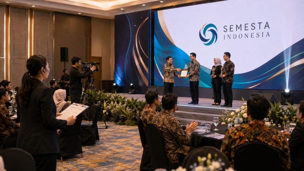 Event organizer Semesta Indonesia mengelola corporate product launching di Indonesia dengan registrasi tamu, koordinasi kru, hospitality, dokumentasi, dan penataan acara profesional.