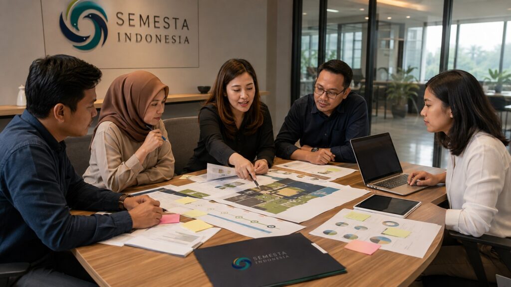 Tim Semesta Indonesia bersama HR dan GA merencanakan corporate gathering perusahaan di Indonesia
